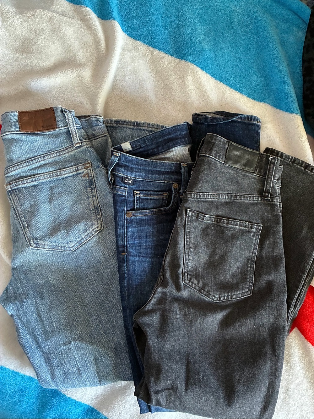 Madewell the perfect Vintage straight jeans bundle, citizens of humanity dark